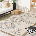SAFAVIEH Kilim Collection Area Rug - 7' Square, Ivory & Black, Handmade Flat Weave Jute, Ideal for High Traffic Areas in Living Room, Bedroom (KLM762A)