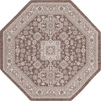 Rugs.com Outdoor Aztec Collection Rug – 8 Ft Octagon Brown Flatweave Rug Perfect for Living Rooms, Kitchens, Entryways