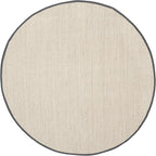 SAFAVIEH Area Rug 8' Round - Natural Fiber Collection - Marble & Dark Grey, Sisal, Woven Design with Border (NF143D)