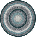 SAFAVIEH Washable Rug Outdoor Braided Collection - 5' x 8' Oval, Teal & Multi, Handmade & Reversible, Non-Shedding & Easy to Clean, Ideal for Patio, Backyard, Deck, Kitchen, Mudroom (BRD308J)