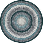 SAFAVIEH Washable Rug Outdoor Braided Collection - 4' x 6' Oval, Teal & Multi, Handmade & Reversible, Non-Shedding & Easy to Clean, Ideal for Patio, Backyard, Deck, Kitchen, Mudroom (BRD308J)