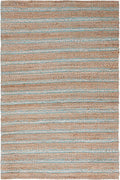 SAFAVIEH Natural Fiber Collection Area Rug - 6' x 9', Teal & Natural, Handmade Flat Weave Stripe Jute & Cotton Jute, Ideal for High Traffic Areas in Living Room, Bedroom (NFB655K)