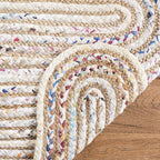 SAFAVIEH Cape Cod Collection 2'3" x 8' Ivory/Multi CAP208A Handmade Braided Jute & Cotton Runner Rug