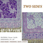 Achillea Reversible Paisley Pashmina Rave Scarf – Exotic Indian Shawls and Wraps for Evening Dresses, Festivals, All Seasons