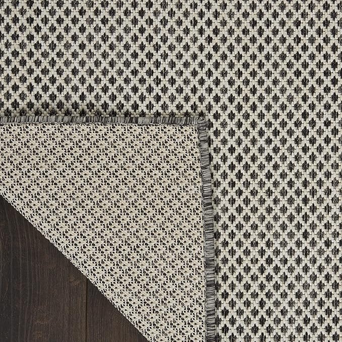 Nourison Home Courtyard Ivory Charcoal 9' x 12' Area Rug - Easy Clean, Non Shedding, Bed Room, Living Room, Dining Room, Kitchen (9' x 12')