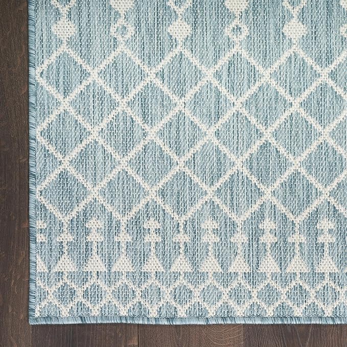 Nourison Home Positano Aqua 6' x 9' Area Rug - Easy Clean, Non Shedding, Bed Room, Living Room, Dining Room, Kitchen (6' x 9')