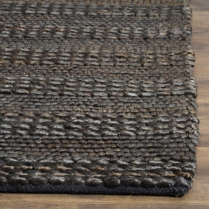 SAFAVIEH Natural Fiber Collection Runner Rug - 2'3" x 6', Charcoal, Handmade Jute, Braided Woven Design, Ideal for Living Room, Bedroom (NF212C)