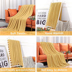 NTBAY Acrylic Knitted Throw Blanket, Lightweight and Soft Cozy Decorative Woven Blanket with Tassels for Travel, Couch, Bed, Sofa, 51x67 Inches, Mustard Yellow Checkered
