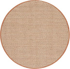 SAFAVIEH Area Rug 6' Round - Natural Fiber Collection - Natural & Brown, Seagrass, Basketweave Pattern with Border (NF114B)