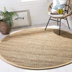 SAFAVIEH Natural Fiber Collection Area Rug - 7' Round, Natural, Handmade Farmhouse Jute, Ideal for High Traffic Areas in Living Room, Bedroom (NF732A)