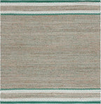 SAFAVIEH Natural Fiber Collection Area Rug - 6' Square, Natural & Green, Handmade Farmhouse Boho Coastal Rustic Jute, Ideal for High Traffic Areas in Living Room, Bedroom (NF874Y)