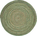 SAFAVIEH Area Rug 3' Round - Cape Cod Collection - Green & Natural Brown, Handmade Jute & Cotton, Woven Braided Design (CAP202Y)