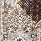 SAFAVIEH Vintage Hamadan Collection Accent Rug - 2'7" x 5', Brown & Ivory, Traditional Persian Design, Non-Shedding & Easy to Clean, Ideal for Front Door, Kitchen, Entryway, Foyer (VTH211T)