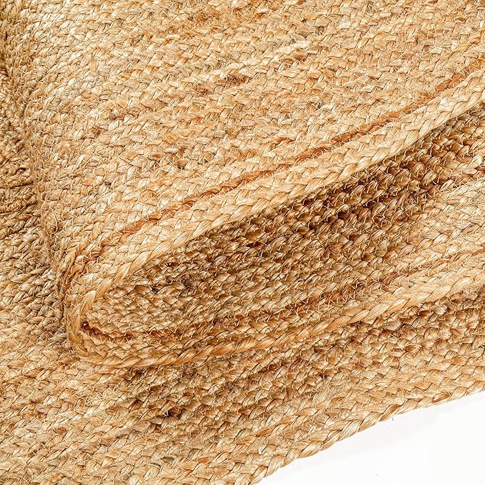 Hand Woven Jute Area Rug - 2’x3’ Feet - Rustic Beige Reversible Rectangular Rugs for Bedroom, Kitchen, Living Room - Vintage Natural Braided Entry Floor Décor Boho Jute Rug 2x3 Feet