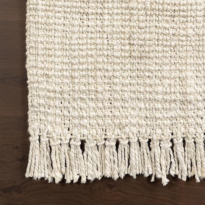 Nuloom Daniela Off-White, 2'6" x 6', Handmade, Jute, Tassel, Soft and Textured, High Traffic, Stain Resistant, Easy Clean, Durable Runner for Bedroom, Living Room, Dining Space, Foyer, Entryway
