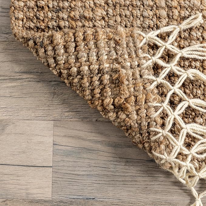 Nuloom Raleigh Natural, 2'6" x 6', Handmade, Jute & Wool, Soft and Textured, High Traffic, Stain Resistant, Easy Clean, Durable Runner for Bedroom, Living Room, Dining Space, Den, Foyer, Entryway