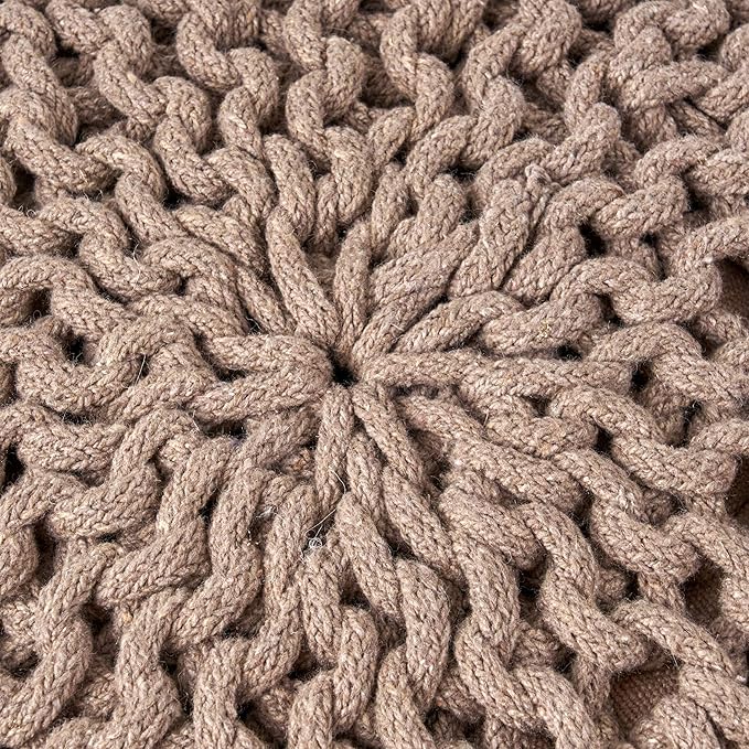 GDFStudio Handcrafted Modern Cotton Pouf Ottoman Foot Stool - Bean Bag Floor Chair - Foot Rest Couch for Living Room Bedroom, Brown