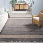 SAFAVIEH Area Rug 8x10 - Cape Cod Collection - Large - Light Blue, Handmade Denim & Jute, Ideal for Living Room, Bedroom, Office, Dining Space (CAP153L)