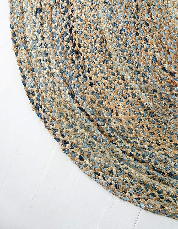 Unique Loom Braided Chindi Collection Casual Modern Natural Round Rug (6' 3 x 6' 3)