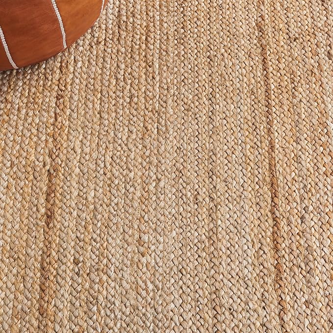 SAFAVIEH Natural Fiber Collection Area Rug - 3' x 5' Oval, Natural & Ivory, Flat Weave Farmhouse Border Jute Design, Ideal for High Traffic Areas in Living Room, Bedroom (NF812A)