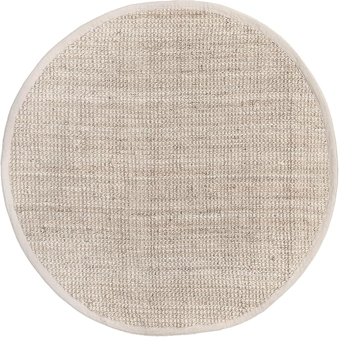 nuLOOM Ashli Solid Farmhouse Jute Area Rug, 4' Round, Off-white