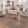 HUGEAR Area Rug 5x7 Vintage Brick Red Machine Washable Living Room Rugs Distressed Retro Floral Vacuumable Low Pile Carpet Bedroom Office Dining Room Laundry Room Non Slip Soft Lightweight