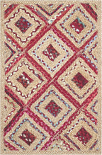 SAFAVIEH Cape Cod Collection Area Rug - 9' x 12', Natural & Red, Handmade Flat Weave Diamond Braided Jute & Denim, Ideal for High Traffic Areas in Living Room, Bedroom (CAP354B)