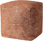 AELS Unstuffed Boho Textured Pouf Cover, Organic Modern Mid Century Rainbow Tufted Storage Bean Bag Cubes, Farmhouse Square Ottoman Pouf Foot Rest Footstool, 18"x18"x18", Cover ONLY, Burnt Orange