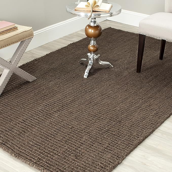 SAFAVIEH Area Rug 5x8 - Natural Fiber Collection - Brown, Handmade Jute, Farmhouse Style, Chunky Textured Thick Pile (NF447D)
