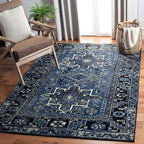 SAFAVIEH Vintage Hamadan Collection Accent Rug - 2'7" x 5', Blue & Grey, Traditional Persian Design, Non-Shedding & Easy to Clean, Ideal for Front Door, Kitchen, Entryway, Foyer (VTH211N)