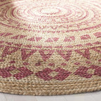 SAFAVIEH Natural Fiber Round Collection 3' Round Pink NF802P Handmade Boho Mandala Braided Jute Area Rug