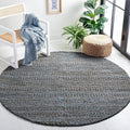 SAFAVIEH Natural Fiber Collection Area Rug - 8' Round, Grey, Handmade Jute, Braided Woven Design, Ideal for Living Room, Bedroom (NF212G)
