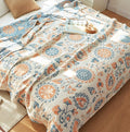 Scientific Sleep Floral Boho Mandala Datura Flower Bohemia Reversible 100% Cotton Muslin Blanket Throw Cover for Bed Couch Sofa Cozy Soft Lightweight Warm Quilt Bedspread Coverlet Twin 60 in x 80 in