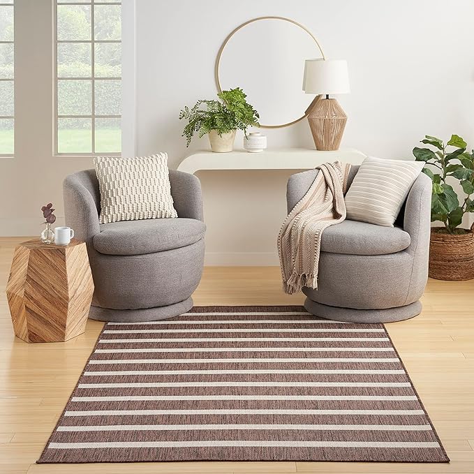 Nourison Home Positano Natural Ivory 5' x 7' Area Rug - Easy Clean, Non Shedding, Bed Room, Living Room, Dining Room, Kitchen (5' x 7')