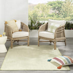 Nourison Home Courtyard Ivory Green 4' x 6' Area Rug - Easy Clean, Non Shedding, Bed Room, Living Room, Dining Room, Kitchen (4' x 6')