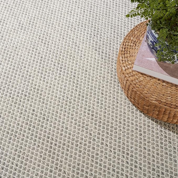Nourison Home Courtyard Ivory Silver 8' x 10' Area Rug - Easy Clean, Non Shedding, Bed Room, Living Room, Dining Room, Kitchen (8' x 10')