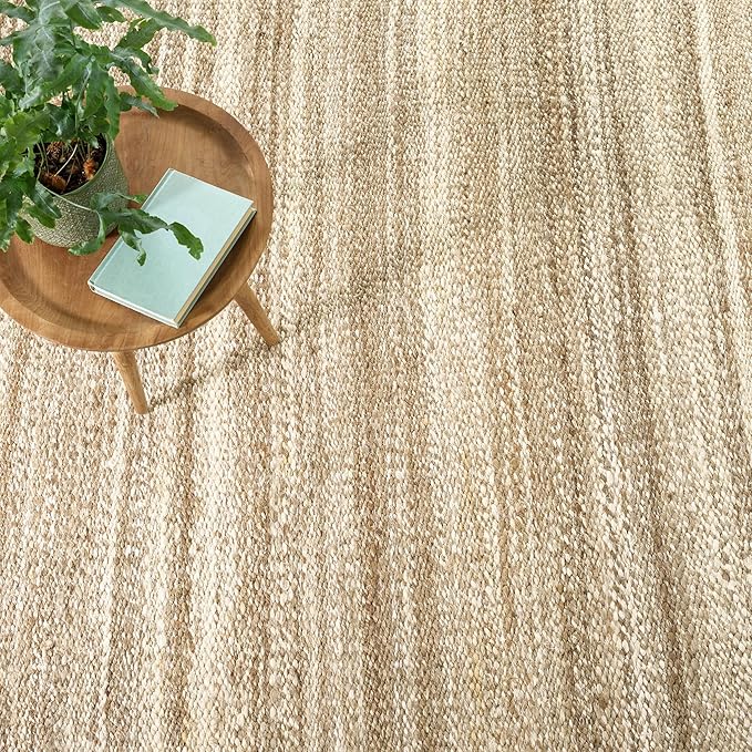 Dash and Albert Lewis Natural Handwoven Jute Rug, 5 X 8 Feet, Neutral/Brown Stripe Pattern - Premium Luxury Hotel Quality Soft Breathable Hypoallergenic Machine Washable Easy Care All Season