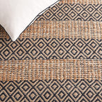 SAFAVIEH Area Rug 8x10 - Natural Fiber Collection - Large - Black & Natural, Handmade Jute & Cotton, Boho Farmhouse Rustic Design, Ideal for Living Room, Bedroom, Dining Space (NFB653Z)