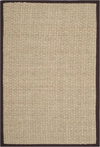SAFAVIEH Area Rug 4x6 - Natural Fiber Collection - Natural & Dark Brown, Seagrass, Basketweave Pattern with Border (NF114K)