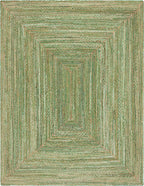 SAFAVIEH Area Rug 11x15 - Cape Cod Collection - Large - Green & Natural Brown, Handmade Jute & Cotton, Woven Braided Design (CAP202Y)