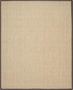 SAFAVIEH Area Rug 9x12 - Natural Fiber Collection - Large - Natural & Dark Brown, Seagrass, Basketweave Pattern with Border (NF114K)