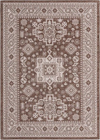 Rugs.com Outdoor Aztec Collection Rug – 7' x 10' Brown Flatweave Rug Perfect for Living Rooms, Large Dining Rooms, Open Floorplans