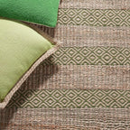 SAFAVIEH Natural Fiber Collection Runner Rug - 2'3" x 8', Green & Natural, Handmade Boho Farmhouse Rustic Jute & Cotton, Ideal for High Traffic Areas in Living Room, Bedroom (NFB653Y)