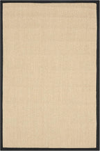 SAFAVIEH Area Rug 4x6 - Natural Fiber Collection - Maize & Black, Sisal, Woven Design with Border (NF141A)