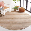 SAFAVIEH Natural Fiber Collection Area Rug - 7' Round, Ivory & Natural, Handmade Flat Weave Stripe Jute & Cotton, Ideal for High Traffic Areas in Living Room, Bedroom (NFB652A)