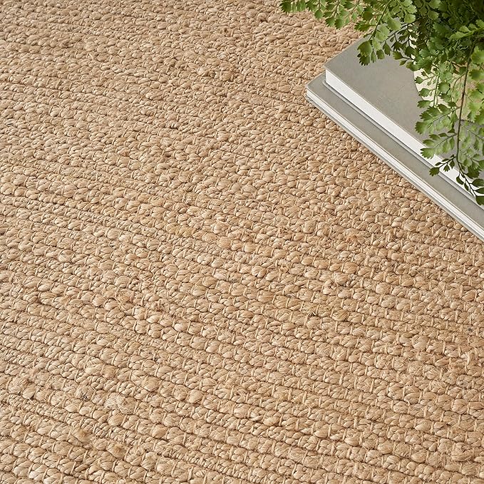 Nourison Home Natural Jute Bleached 9' x 12' Area Rug - Easy Clean, Non Shedding, Bed Room, Living Room, Dining Room, Kitchen (9' x 12')