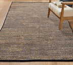 Chardin home 5x7 Jute Cotton Handwoven Area Rug | Braided Boho Farmhouse Rug in Natural Jute/Black | Rustic Vintage Floor Covering for Living Room, Bedroom, Kitchen, and Entryway