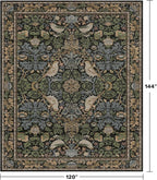 Vintage Green Rug for Extra Large Bedroom - Washable 10x12 Area Rug for Living Room, Dining Room Under Table, Boho Bird Decor, Soft Low Pile Non-Slip & Stain Resistance Brown Accent Carpet