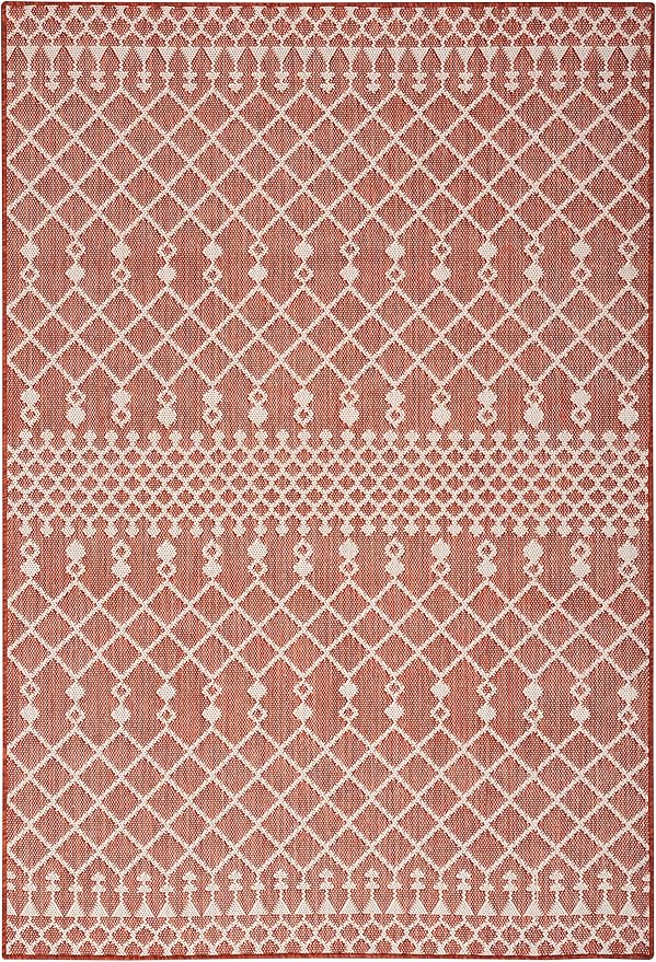 Nourison Home Positano Terracotta 5' x 7' Area Rug - Easy Clean, Non Shedding, Bed Room, Living Room, Dining Room, Kitchen (5' x 7')