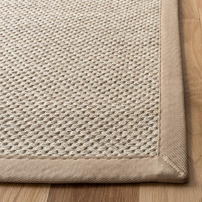 SAFAVIEH Area Rug 8x10 - Natural Fiber Collection - Large - Marble & Linen Color, Sisal, Woven Design with Border (NF143B)